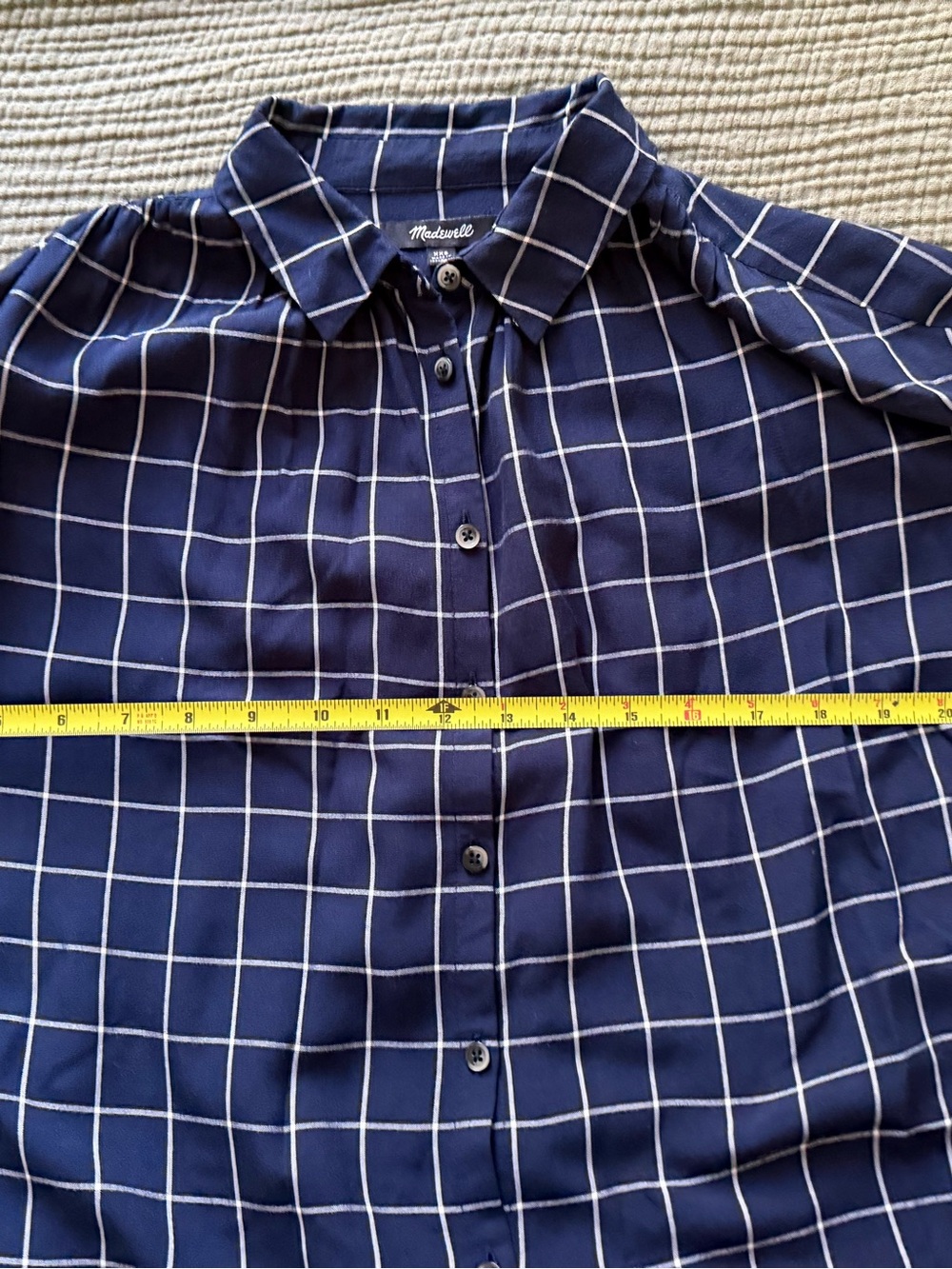 Madewell Navy Blue Windowpane Check Button-Front Shirt
